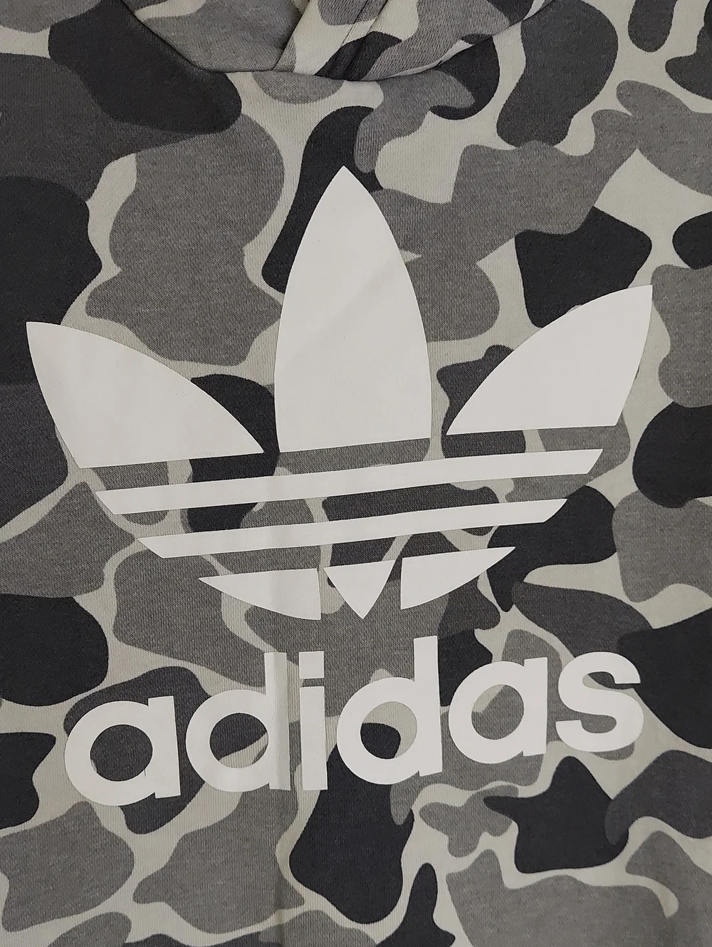adidas Sweatshirt, Size M, Pullover Hoodie, Camo, Gray & Black